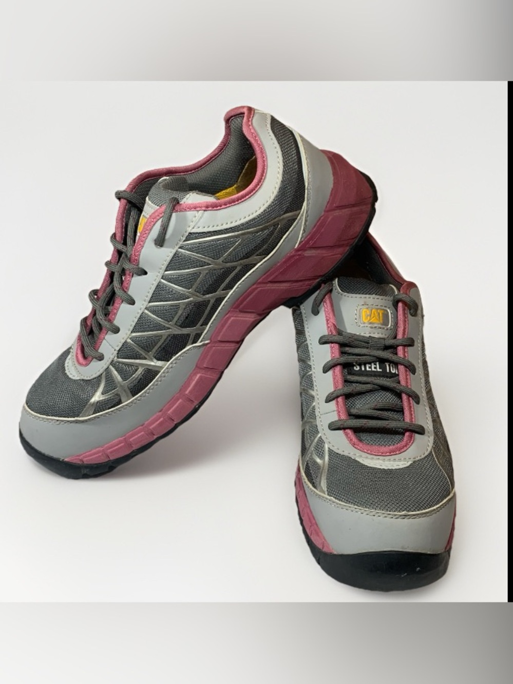 CAT Caterpillar Connexion Women's Sz 11 Steel Toe Safety Shoes P90501 Grey Pink